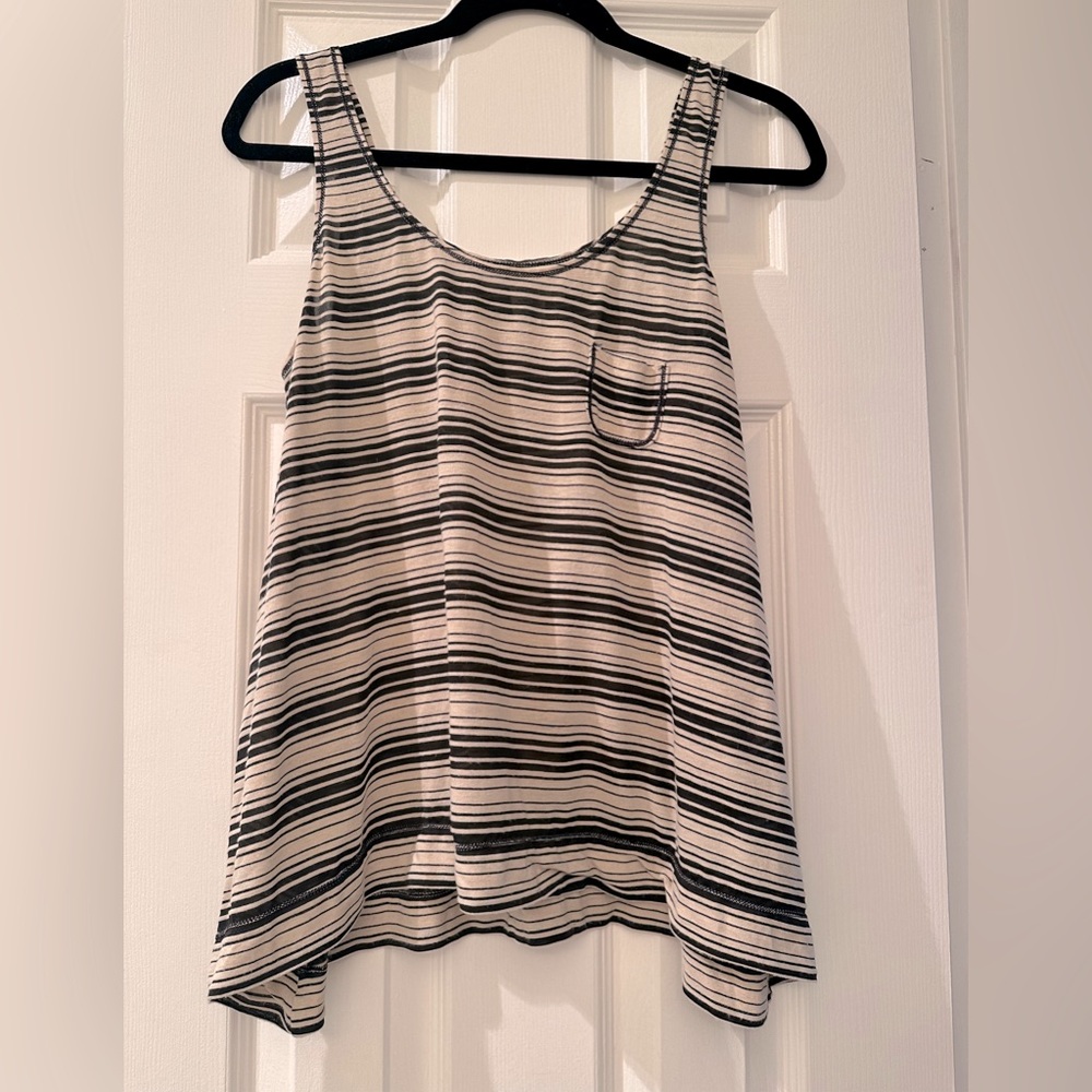Ivory/black striped tank